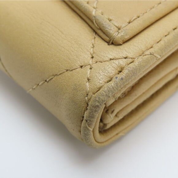 CHANEL Beige Lambskin Leather Logo Wallet - Picture 5 of 11